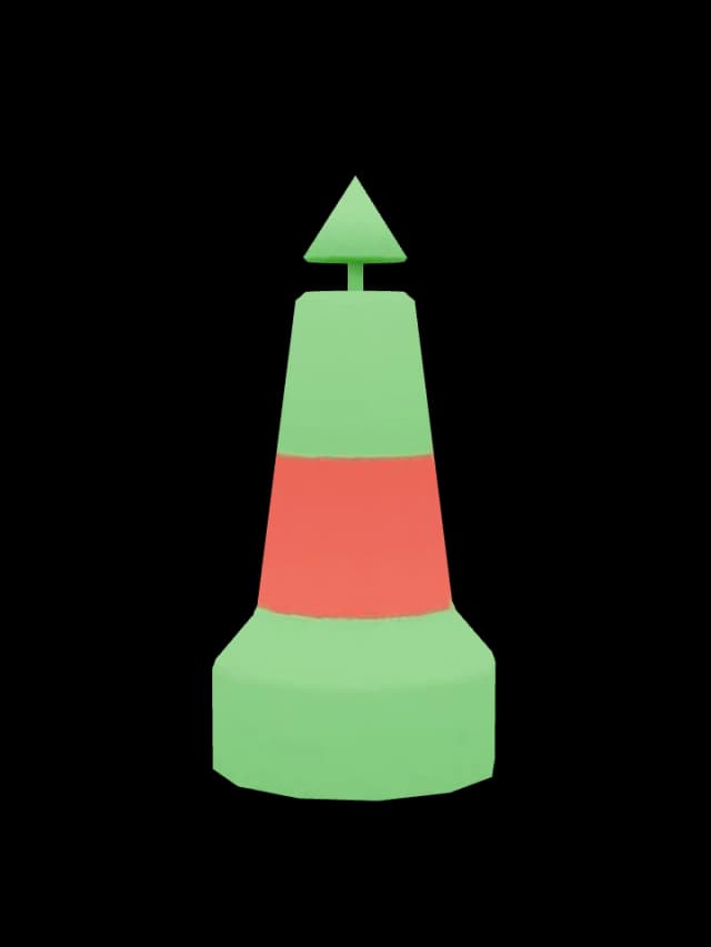 Bouée Chenal préféré à tribord (rendu 3D du jeu CapCôtier)