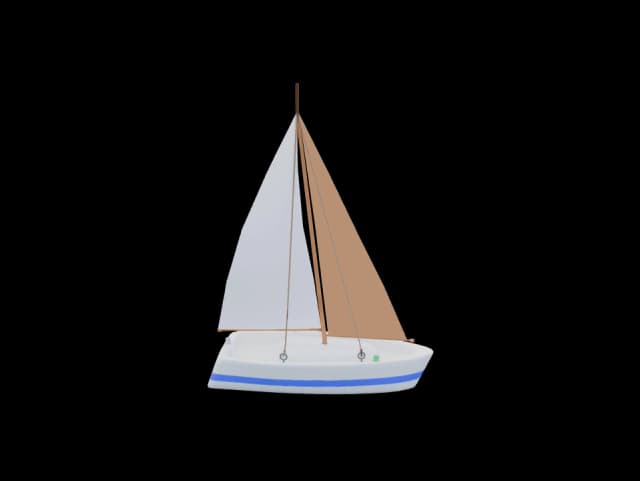 Voilier (sous voiles seules) (rendu 3D du jeu CapCôtier)