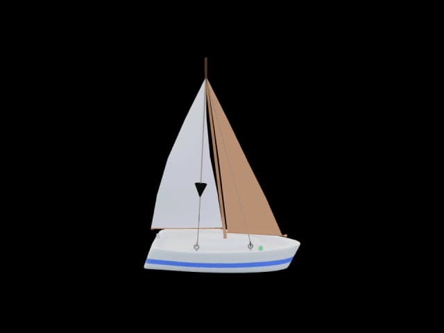 Voilier faisant route au moteur (rendu 3D du jeu CapCôtier)